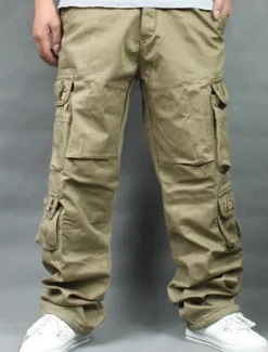 New OUKU Men's Cargo Pants Cargo Trousers Combat Trousers Work Pants Pocket Plain Comfort Breathable Outdoor Daily Going out Casual Big and Tall Black Army Green