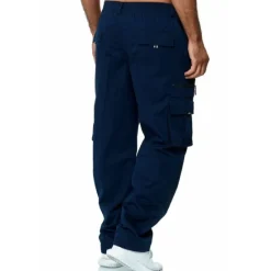OUKU Men's Cargo Pants Cargo Trousers Combat Trousers Zipper Pocket Solid Color Breathable Quick Dry Daily Streetwear Classic Formal Denim Blue Deep card