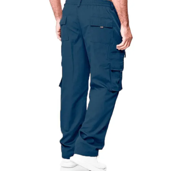 OUKU Men's Cargo Pants Cargo Trousers Combat Trousers Zipper Pocket Solid Color Breathable Quick Dry Daily Streetwear Classic Formal Denim Blue Deep card
