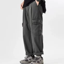 Hot OUKU Men's Cargo Pants Cargo Trousers Techwear Pocket Drawstring Elastic Waist Plain Comfort Breathable Outdoor Daily Going out Fashion Casual Black Brown