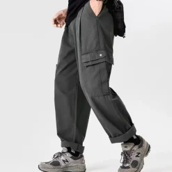 Hot OUKU Men's Cargo Pants Cargo Trousers Techwear Pocket Drawstring Elastic Waist Plain Comfort Breathable Outdoor Daily Going out Fashion Casual Black Brown