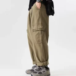 Hot OUKU Men's Cargo Pants Cargo Trousers Techwear Pocket Drawstring Elastic Waist Plain Comfort Breathable Outdoor Daily Going out Fashion Casual Black Brown