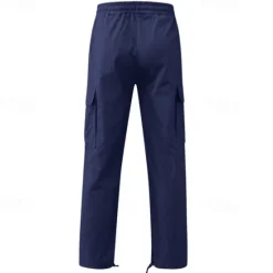 OUKU Men's Cargo Pants Cargo Trousers Drawstring Elastic Waist Multi Pocket Plain Wearable Outdoor Daily Camping & Hiking Fashion Classic Lake blue Black