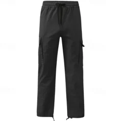 OUKU Men's Cargo Pants Cargo Trousers Drawstring Elastic Waist Multi Pocket Plain Wearable Outdoor Daily Camping & Hiking Fashion Classic Lake blue Black