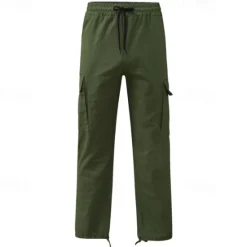 OUKU Men's Cargo Pants Cargo Trousers Drawstring Elastic Waist Multi Pocket Plain Wearable Outdoor Daily Camping & Hiking Fashion Classic Lake blue Black
