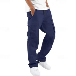 OUKU Men's Cargo Pants Cargo Trousers Drawstring Elastic Waist Multi Pocket Plain Wearable Outdoor Daily Camping & Hiking Fashion Classic Lake blue Black