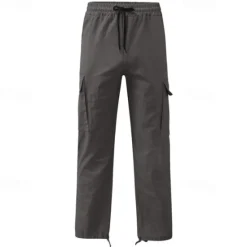 OUKU Men's Cargo Pants Cargo Trousers Drawstring Elastic Waist Multi Pocket Plain Wearable Outdoor Daily Camping & Hiking Fashion Classic Lake blue Black