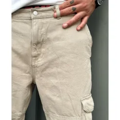Clearance OUKU Men's Cargo Pants Cargo Trousers Pocket Plain Comfort Breathable Outdoor Daily Going out 100% Cotton Fashion Casual Beige