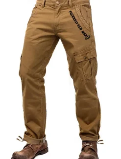 New OUKU Men's Cargo Pants Cargo Trousers Work Pants Multi Pocket Graphic Letter Outdoor Full Length Outdoor Sports Outdoor Casual Sports Fashion Yellow Army Green Micro-elastic