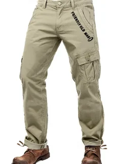 New OUKU Men's Cargo Pants Cargo Trousers Work Pants Multi Pocket Graphic Letter Outdoor Full Length Outdoor Sports Outdoor Casual Sports Fashion Yellow Army Green Micro-elastic