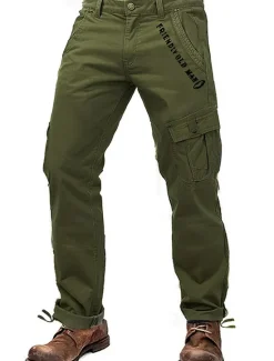 New OUKU Men's Cargo Pants Cargo Trousers Work Pants Multi Pocket Graphic Letter Outdoor Full Length Outdoor Sports Outdoor Casual Sports Fashion Yellow Army Green Micro-elastic