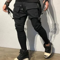 Best OUKU Men's Cargo Pants Cargo Trousers Techwear Pocket Plain Comfort Breathable Outdoor Daily Going out Fashion Casual Black Red