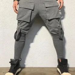 Best OUKU Men's Cargo Pants Cargo Trousers Techwear Pocket Plain Comfort Breathable Outdoor Daily Going out Fashion Casual Black Red