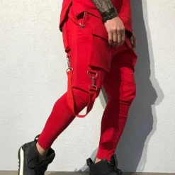 Best OUKU Men's Cargo Pants Cargo Trousers Techwear Pocket Plain Comfort Breathable Outdoor Daily Going out Fashion Casual Black Red