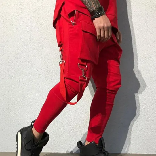 Best OUKU Men's Cargo Pants Cargo Trousers Techwear Pocket Plain Comfort Breathable Outdoor Daily Going out Fashion Casual Black Red