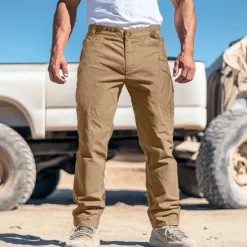 Best OUKU Men's Cargo Pants Cargo Trousers Trousers Pocket Straight Leg Solid Color Comfort Outdoor Full Length Casual Daily Streetwear Stylish Black Army Green Micro-elastic