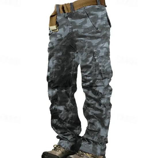Discount OUKU Men's Cargo Pants Cargo Trousers Hiking Pants 8 Pocket Plain Comfort Breathable Outdoor Daily Going out Fashion Casual Gray Green Camouflage Black