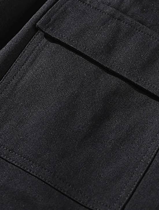 Clearance OUKU Men's Cargo Pants Cargo Trousers Joggers Trousers Cropped Pants Drawstring Elastic Waist Multi Pocket Color Block Comfort Wearable Casual Daily Holiday Sports Fashion Black White