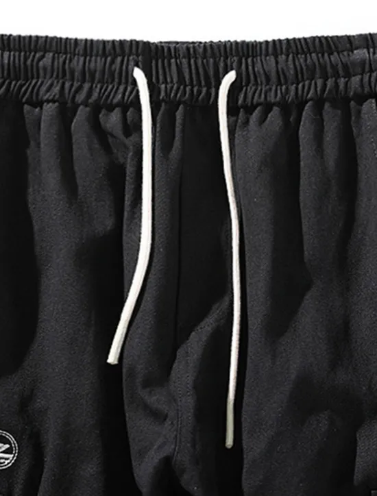 Clearance OUKU Men's Cargo Pants Cargo Trousers Joggers Trousers Cropped Pants Drawstring Elastic Waist Multi Pocket Color Block Comfort Wearable Casual Daily Holiday Sports Fashion Black White