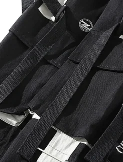 Clearance OUKU Men's Cargo Pants Cargo Trousers Joggers Trousers Cropped Pants Drawstring Elastic Waist Multi Pocket Color Block Comfort Wearable Casual Daily Holiday Sports Fashion Black White