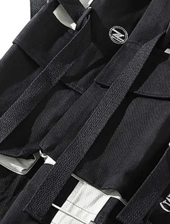 Clearance OUKU Men's Cargo Pants Cargo Trousers Joggers Trousers Cropped Pants Drawstring Elastic Waist Multi Pocket Color Block Comfort Wearable Casual Daily Holiday Sports Fashion Black White