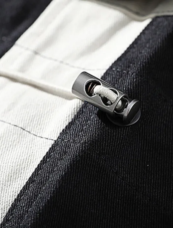 Clearance OUKU Men's Cargo Pants Cargo Trousers Joggers Trousers Cropped Pants Drawstring Elastic Waist Multi Pocket Color Block Comfort Wearable Casual Daily Holiday Sports Fashion Black White