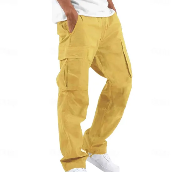 New OUKU Men's Cargo Pants Cargo Trousers Leg Drawstring Solid Color Ripstop Breathable Weekend Streetwear Classic Casual Black Yellow