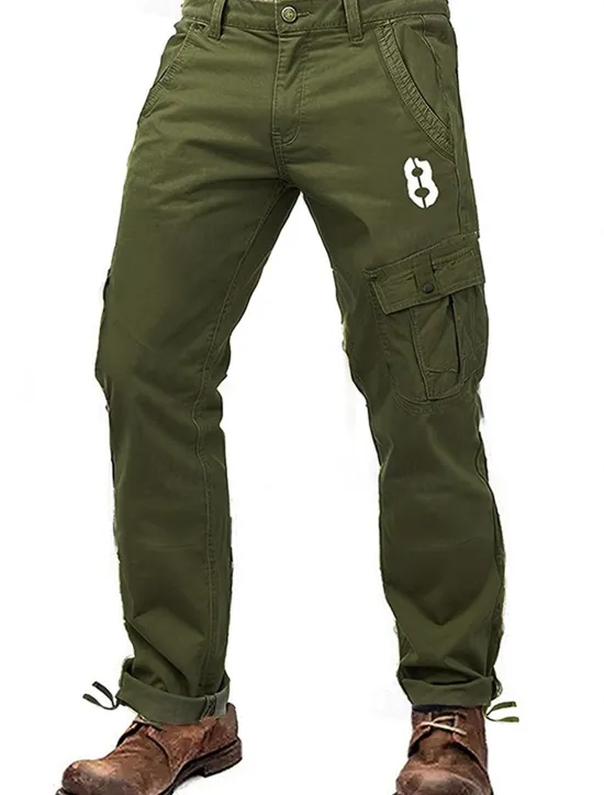 Hot OUKU Men's Cargo Pants Cargo Trousers Work Pants Multi Pocket Graphic Letter Outdoor Full Length Outdoor Sports Outdoor Casual Sports Fashion Yellow Army Green Micro-elastic