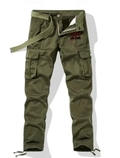 Hot OUKU Men's Cargo Pants Cargo Trousers Work Pants Multi Pocket Graphic Letter Outdoor Full Length Outdoor Sports Outdoor Casual Vintage Sports Yellow Army Green Micro-elastic