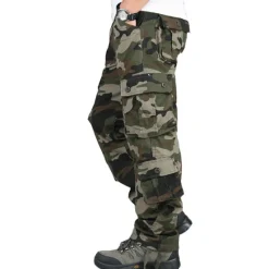 Clearance OUKU Men's Cargo Pants Cargo Trousers Hiking Pants Pocket Plain Comfort Breathable Outdoor Daily Going out Fashion Casual Camouflage Blue Camouflage Black