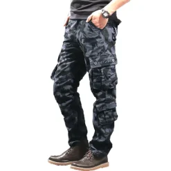 Clearance OUKU Men's Cargo Pants Cargo Trousers Hiking Pants Pocket Plain Comfort Breathable Outdoor Daily Going out Fashion Casual Camouflage Blue Camouflage Black