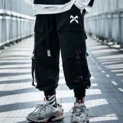 Outlet OUKU Men's Cargo Pants Cargo Trousers Trousers Baggy Techwear Flap Pocket Plain Comfort Breathable Outdoor Daily Going out Fashion Streetwear Black