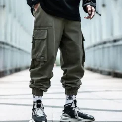 Clearance OUKU Men's Cargo Pants Cargo Trousers Techwear Pocket Plain Comfort Breathable Outdoor Daily Going out Fashion Casual Black Army Green Micro-elastic