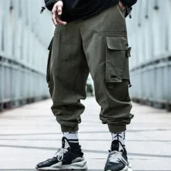 Clearance OUKU Men's Cargo Pants Cargo Trousers Techwear Pocket Plain Comfort Breathable Outdoor Daily Going out Fashion Casual Black Army Green Micro-elastic