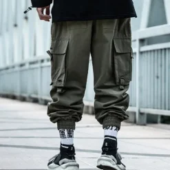 Clearance OUKU Men's Cargo Pants Cargo Trousers Techwear Pocket Plain Comfort Breathable Outdoor Daily Going out Fashion Casual Black Army Green Micro-elastic