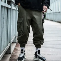 Clearance OUKU Men's Cargo Pants Cargo Trousers Techwear Pocket Plain Comfort Breathable Outdoor Daily Going out Fashion Casual Black Army Green Micro-elastic