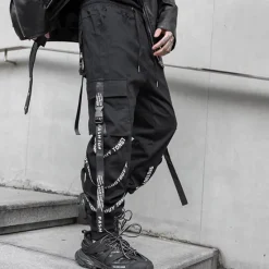 Clearance OUKU Men's Cargo Pants Cargo Trousers Techwear Pocket Drawstring Plain Comfort Breathable Outdoor Daily Going out Fashion Casual Micro-elastic Black