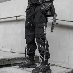 Clearance OUKU Men's Cargo Pants Cargo Trousers Techwear Pocket Drawstring Plain Comfort Breathable Outdoor Daily Going out Fashion Casual Micro-elastic Black