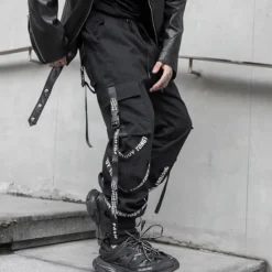 Clearance OUKU Men's Cargo Pants Cargo Trousers Techwear Pocket Drawstring Plain Comfort Breathable Outdoor Daily Going out Fashion Casual Micro-elastic Black