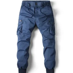 Hot OUKU Men's Cargo Pants Cargo Trousers Trousers Drawstring Elastic Waist Multi Pocket Solid Color Casual Daily Daily Wear Fashion Classic grey blue Black