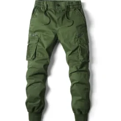 Hot OUKU Men's Cargo Pants Cargo Trousers Trousers Drawstring Elastic Waist Multi Pocket Solid Color Casual Daily Daily Wear Fashion Classic grey blue Black