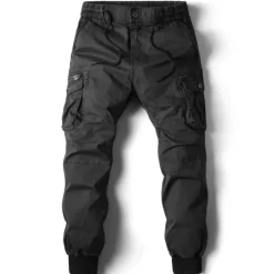 Hot OUKU Men's Cargo Pants Cargo Trousers Trousers Drawstring Elastic Waist Multi Pocket Solid Color Casual Daily Daily Wear Fashion Classic grey blue Black