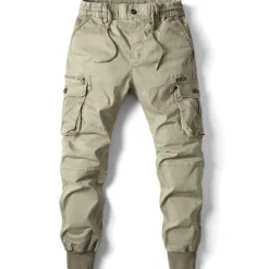 Hot OUKU Men's Cargo Pants Cargo Trousers Trousers Drawstring Elastic Waist Multi Pocket Solid Color Casual Daily Daily Wear Fashion Classic grey blue Black