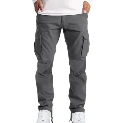 Sale OUKU Men's Cargo Pants Cargo Trousers Trousers Flap Pocket Plain Comfort Breathable Outdoor Daily Streetwear Casual Light Khaki Black
