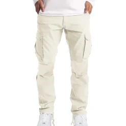 Sale OUKU Men's Cargo Pants Cargo Trousers Trousers Flap Pocket Plain Comfort Breathable Outdoor Daily Streetwear Casual Light Khaki Black