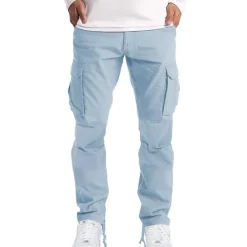Sale OUKU Men's Cargo Pants Cargo Trousers Trousers Flap Pocket Plain Comfort Breathable Outdoor Daily Streetwear Casual Light Khaki Black