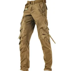 Outlet OUKU Men's Cargo Pants Cargo Trousers Work Pants Zipper Pocket Plain Comfort Breathable Outdoor Daily Going out 100% Cotton Fashion Casual Army Yellow Black