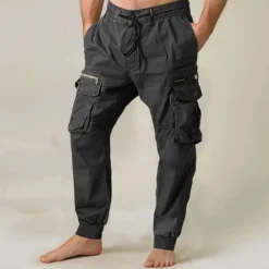 Outlet OUKU Men's Cargo Pants Cargo Trousers Joggers Trousers Drawstring Elastic Waist Multi Pocket Plain Breathable Outdoor Full Length Casual Daily Going out Casual Tactical Black Royal Blue Micro-elastic