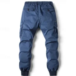 Outlet OUKU Men's Cargo Pants Cargo Trousers Joggers Trousers Drawstring Elastic Waist Multi Pocket Plain Breathable Outdoor Full Length Casual Daily Going out Casual Tactical Black Royal Blue Micro-elastic