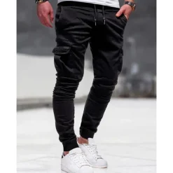 Clearance OUKU Men's Cargo Pants Cargo Trousers Pocket Plain Comfort Breathable Outdoor Daily Going out Fashion Casual Black Army Green